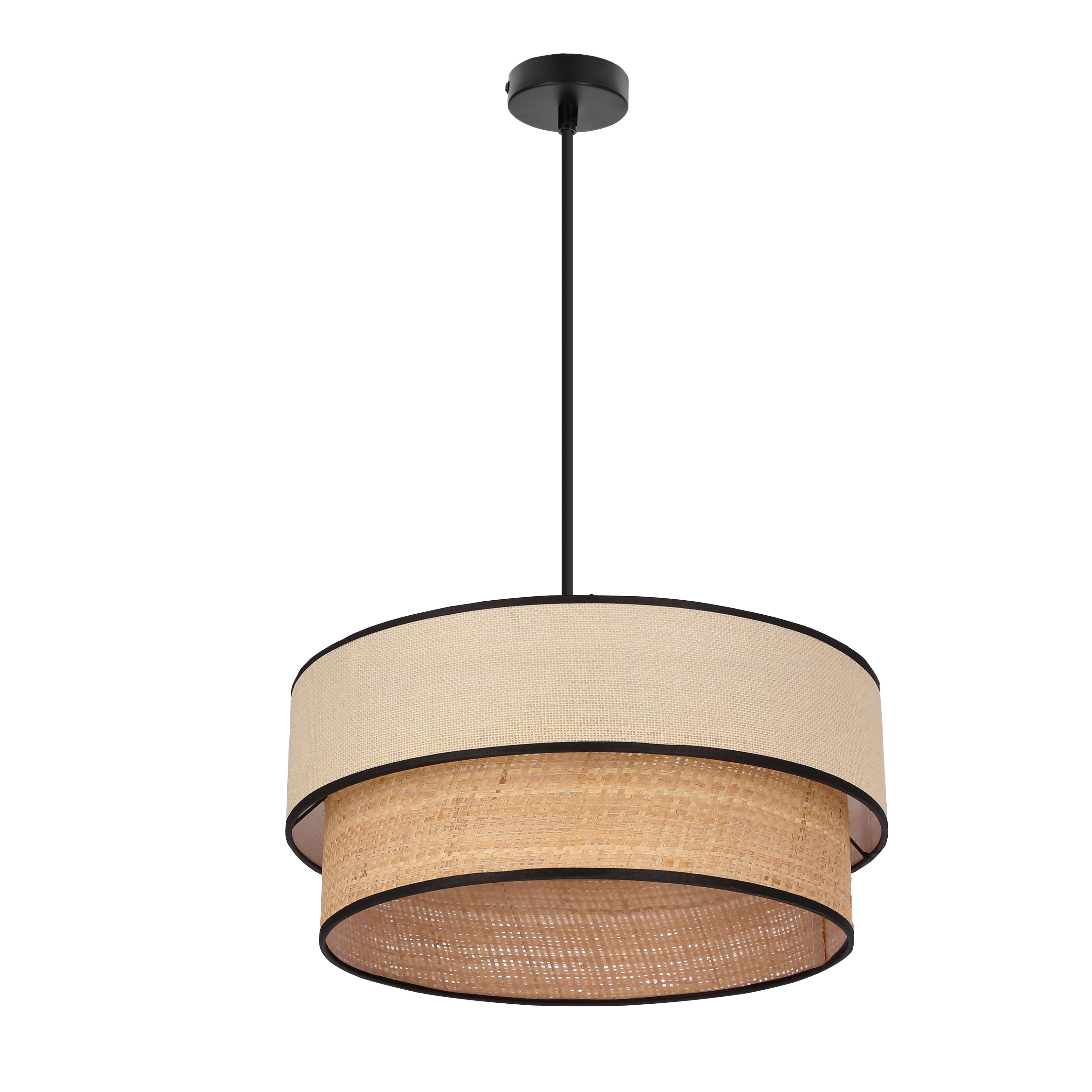 Lampa wisząca Lorenzo brązowo-kremowy abażur czarna 1xE27x60W Candellux