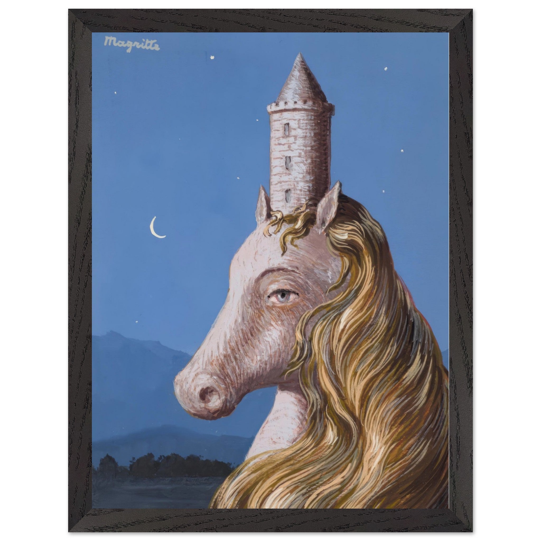 Artfulprints Poster met Lijst René Magritte - Le coeur du monde  - 30x40 cm - Blauw