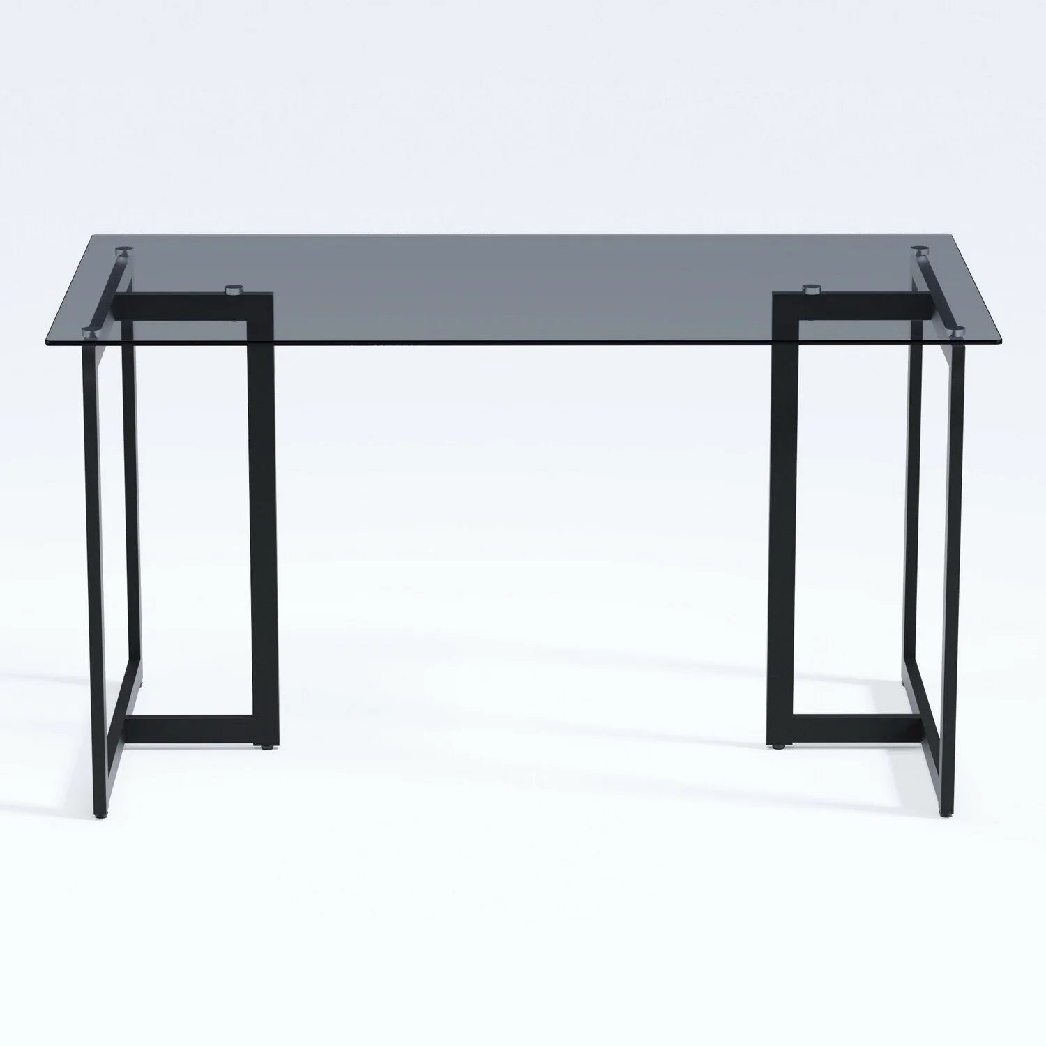 Homy Casa 55 Rectangular Glass Top Dining Table with Black Metal Frame for Modern Interiors