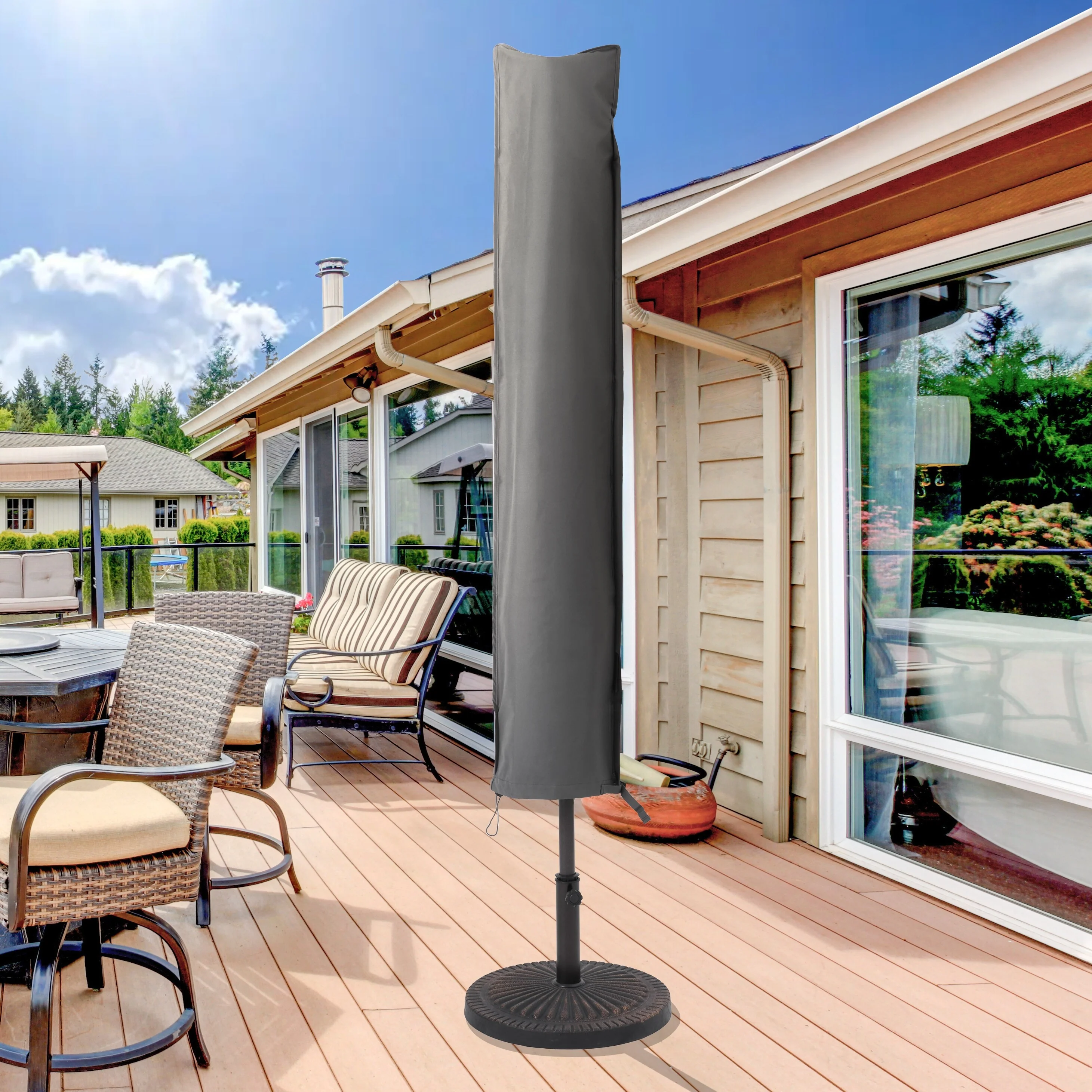 Bonosuki Patio Umbrella Cover - 600D Waterproof Market Umbrella Cover - N/A