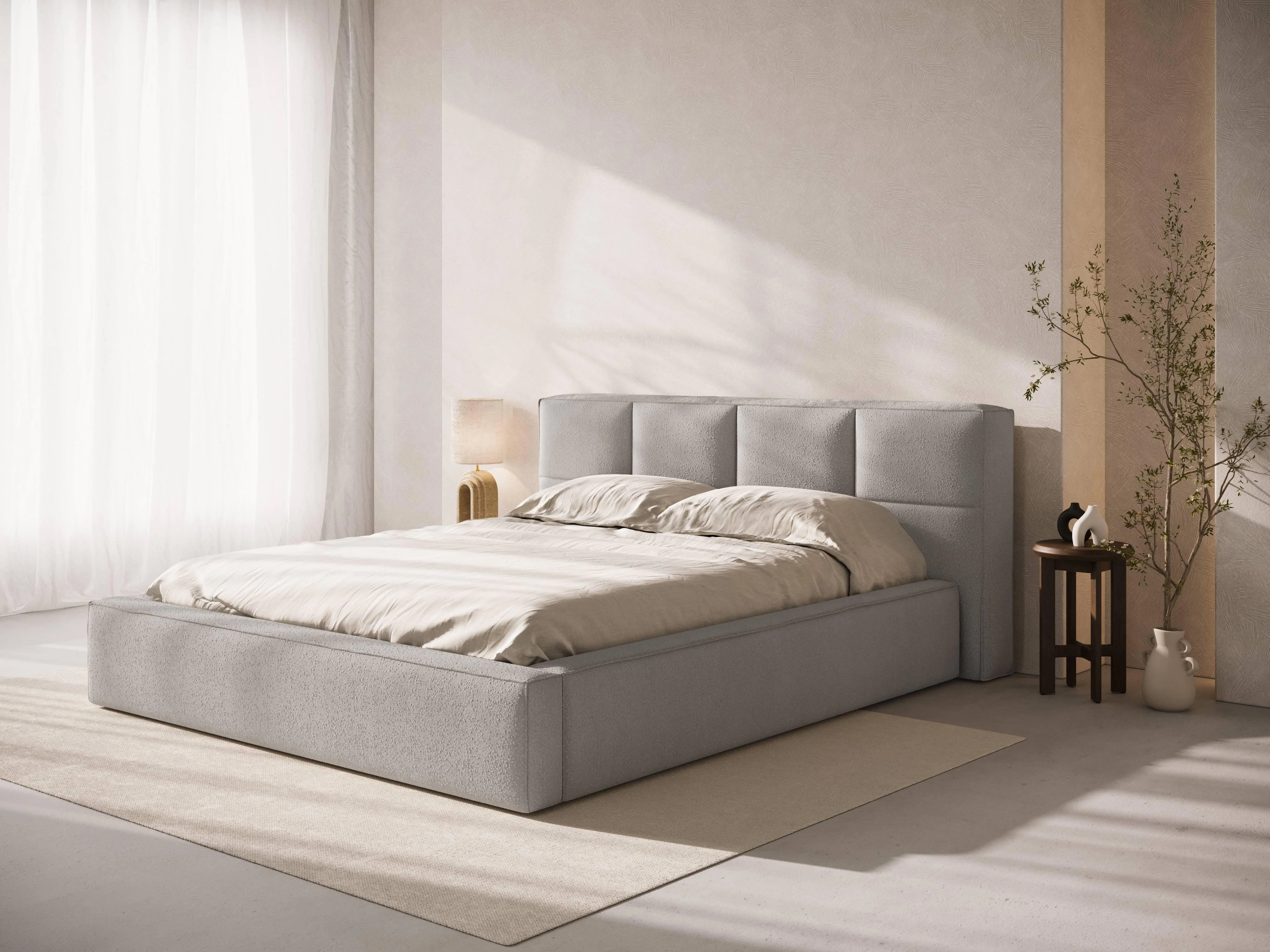 Bedframe met opbergvak Simon 140x200 bouclé
