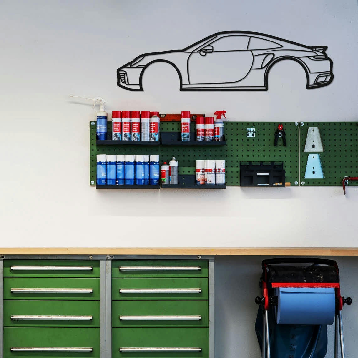 VOITURE - Décoration murale voiture carrera 911 en métal noir 90x25 cm