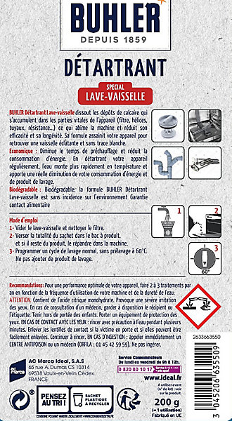 Nettoyant détartrant lave-vaisselle Buhler 200g