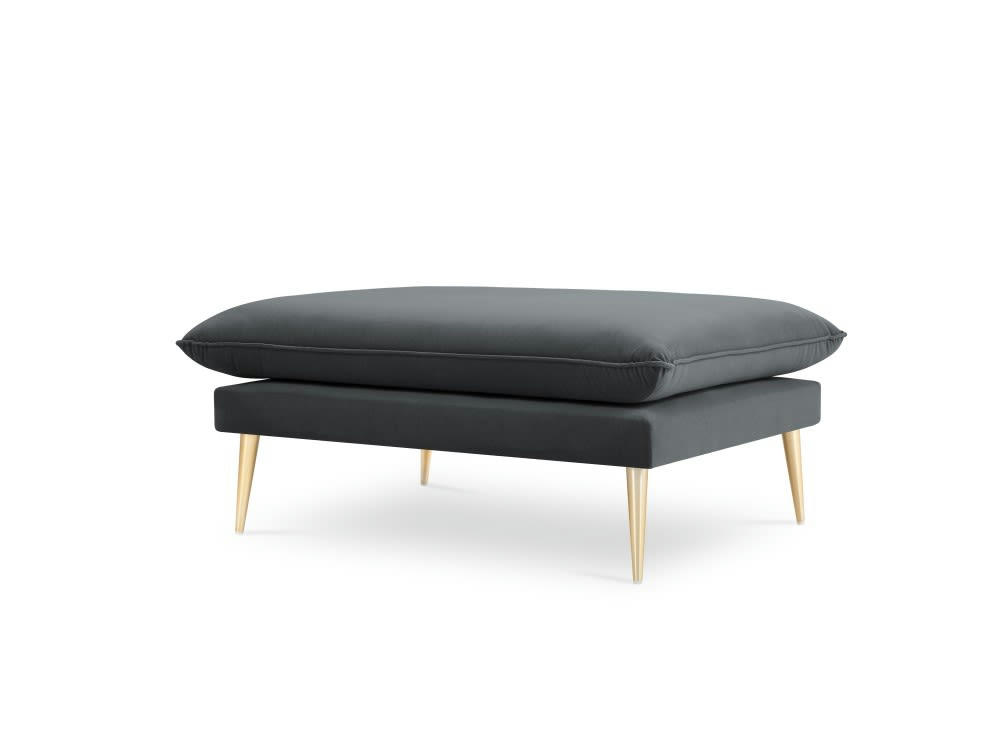 AGATE - Pouf en velours gris foncé