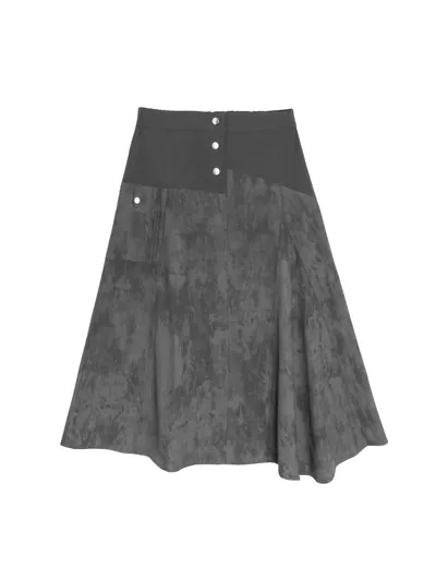 Patchwork skirt with pocket details- 26SRK015C