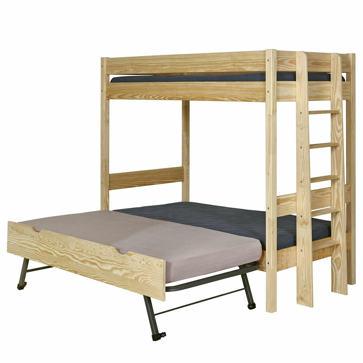 JAMY - Lit superposé gigogne 90x190 cm bois massif