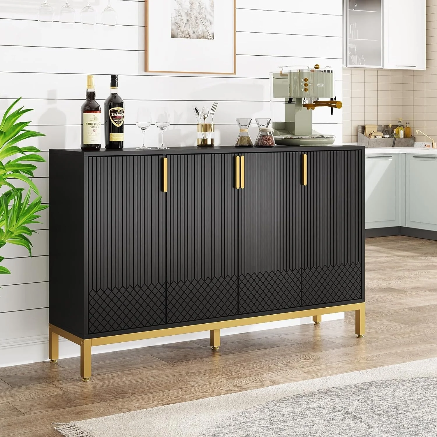 55 Inch Kitchen Sideboard Cabinet, Buffet Cabinet with Storage