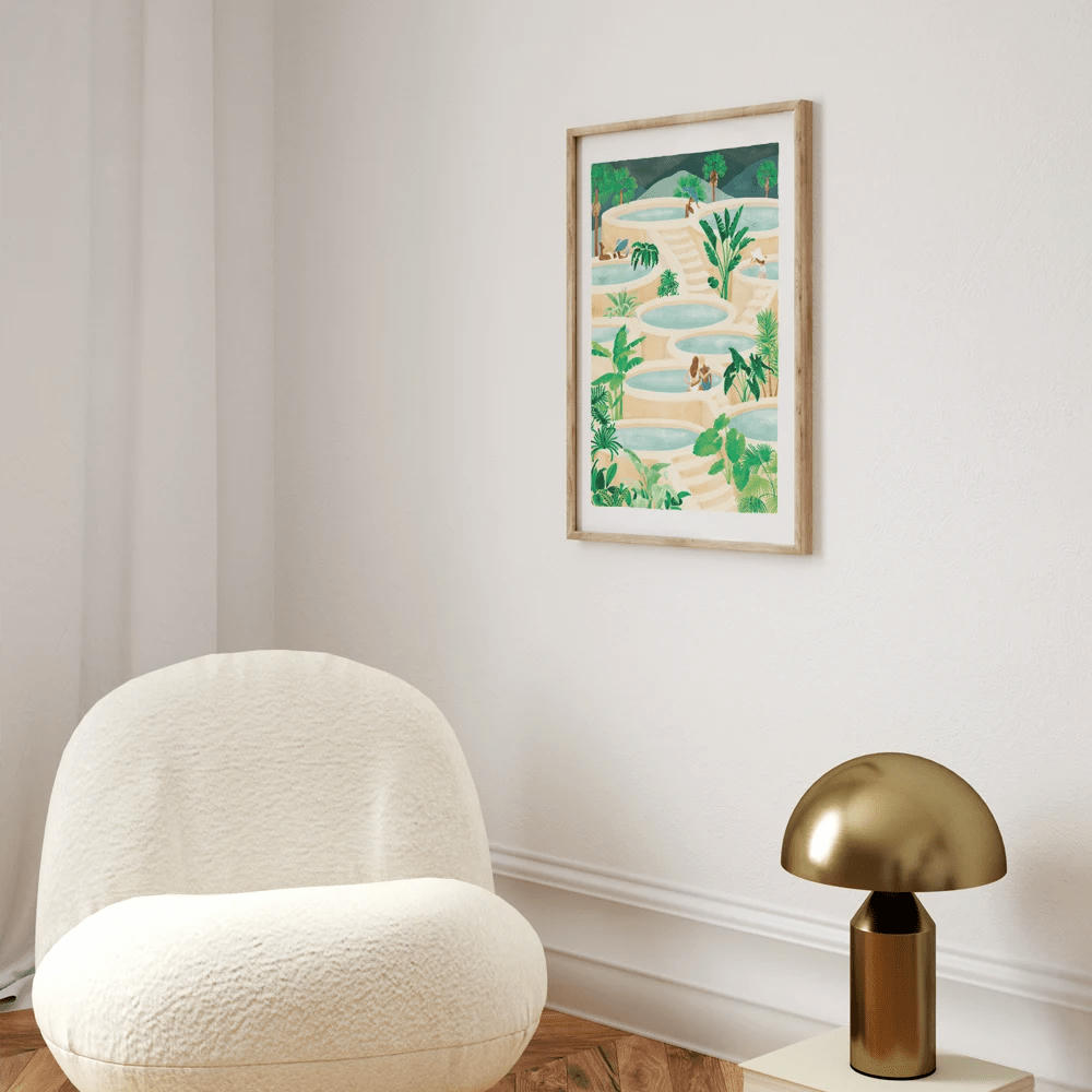 - Affiche illustrée de bassins naturels exotiques 30x40 cm