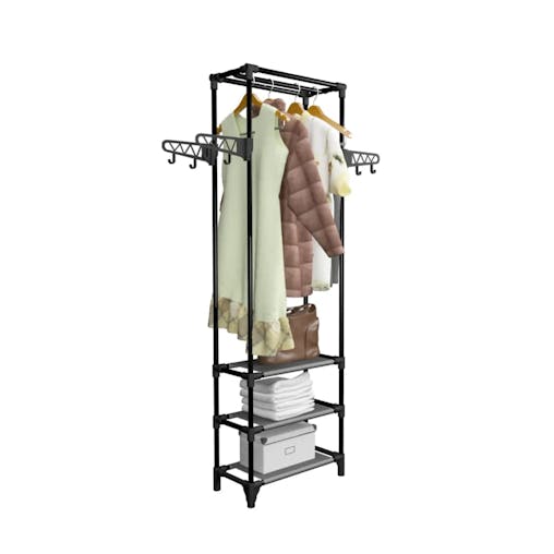 NNEVL Clothes Rack Steel and Non-woven Fabric 55x28.5x175 cm Black