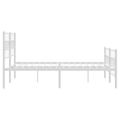 NNEVL Metal Bed Frame with Headboard and Footboard White 150x200 cm