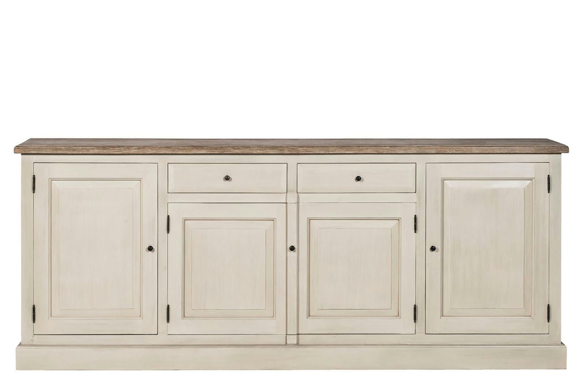 VILLAS - Buffet bas en bois 4 portes 2 tiroirs campagne chic