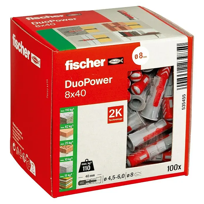 UNIVERSALPLUGG FISCHER DUOPOWER 8X40 LD 100STK