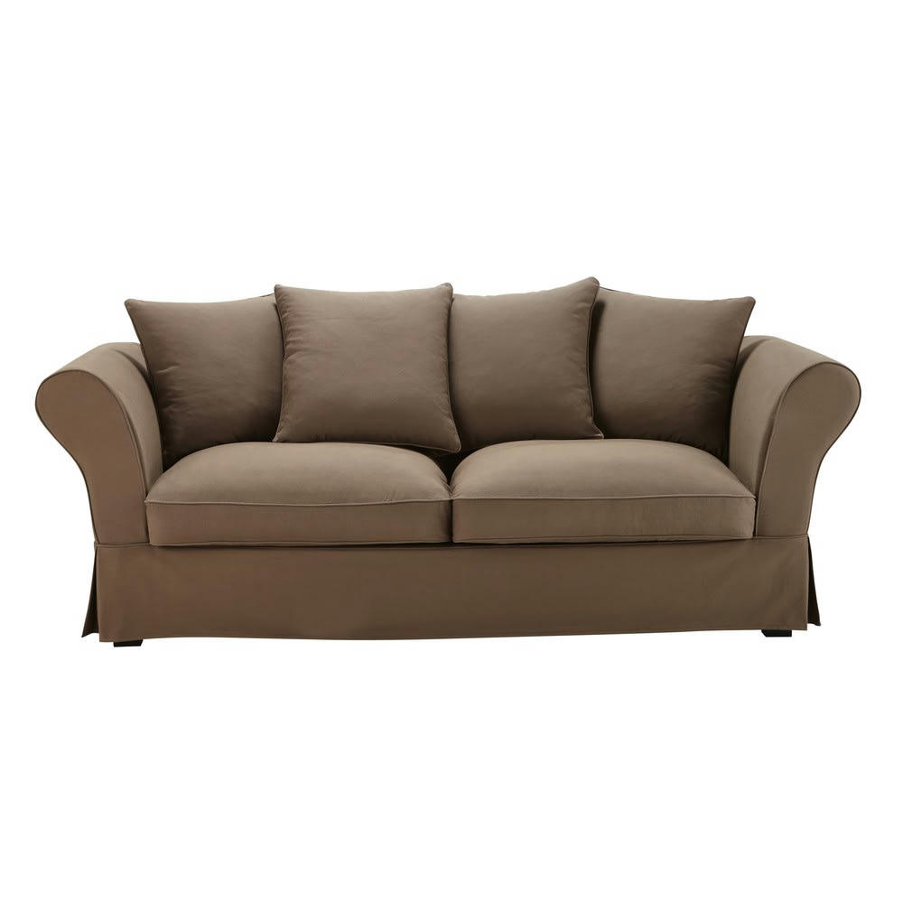 Roma - Canapé-lit 3/4 places en coton taupe