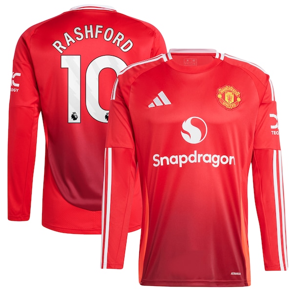 Marcus Rashford Manchester United 2024/25 Home Long Sleeve Replica Player Jersey - Red