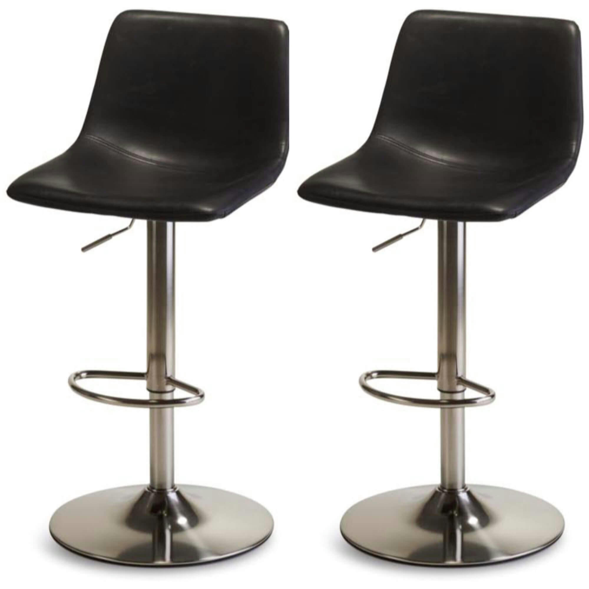 LUKAS - Lot de 2 chaise de bar en simili noir H84