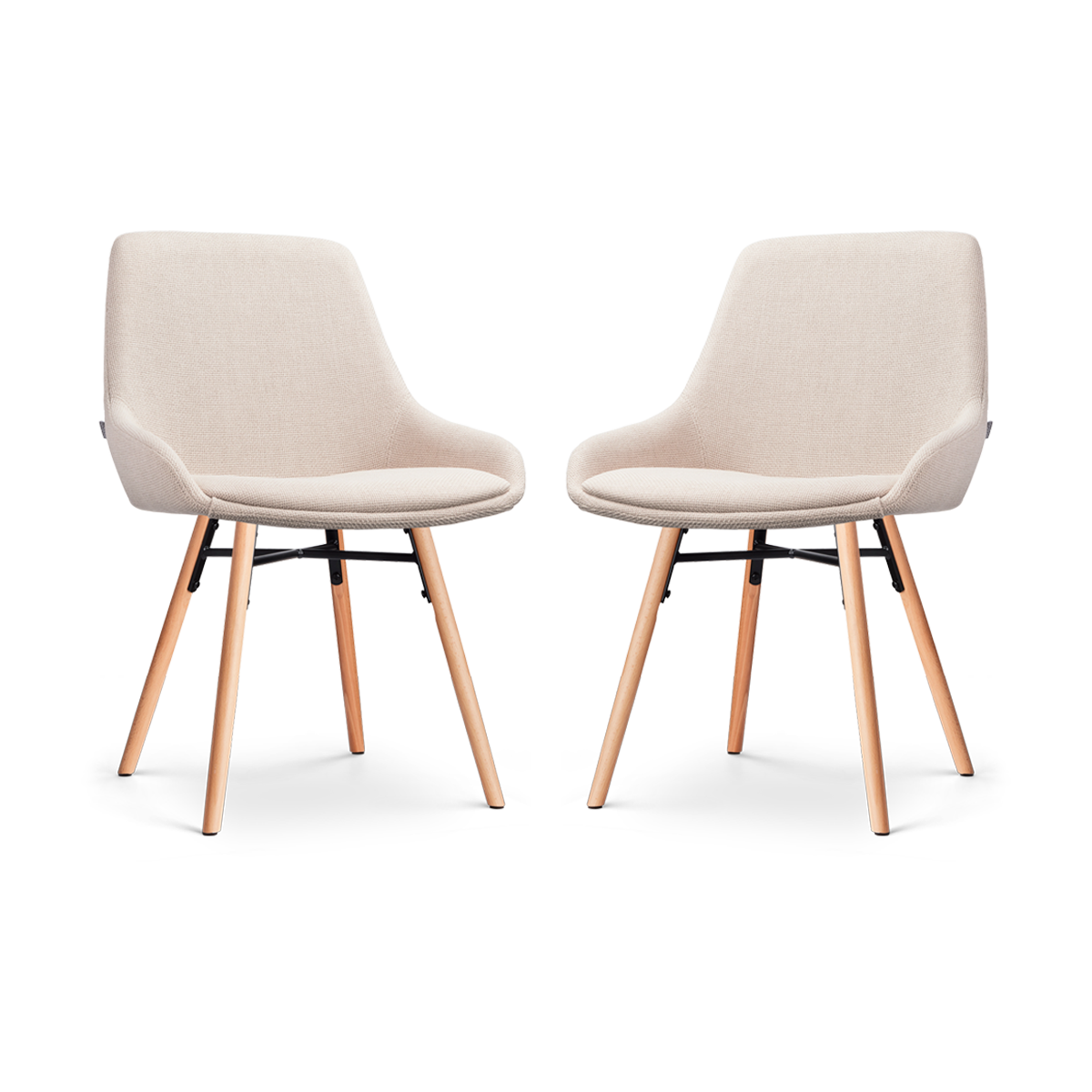 Nolon Nena-Isa Eetkamerstoelen Set van 2 - Beige - Houten Poten