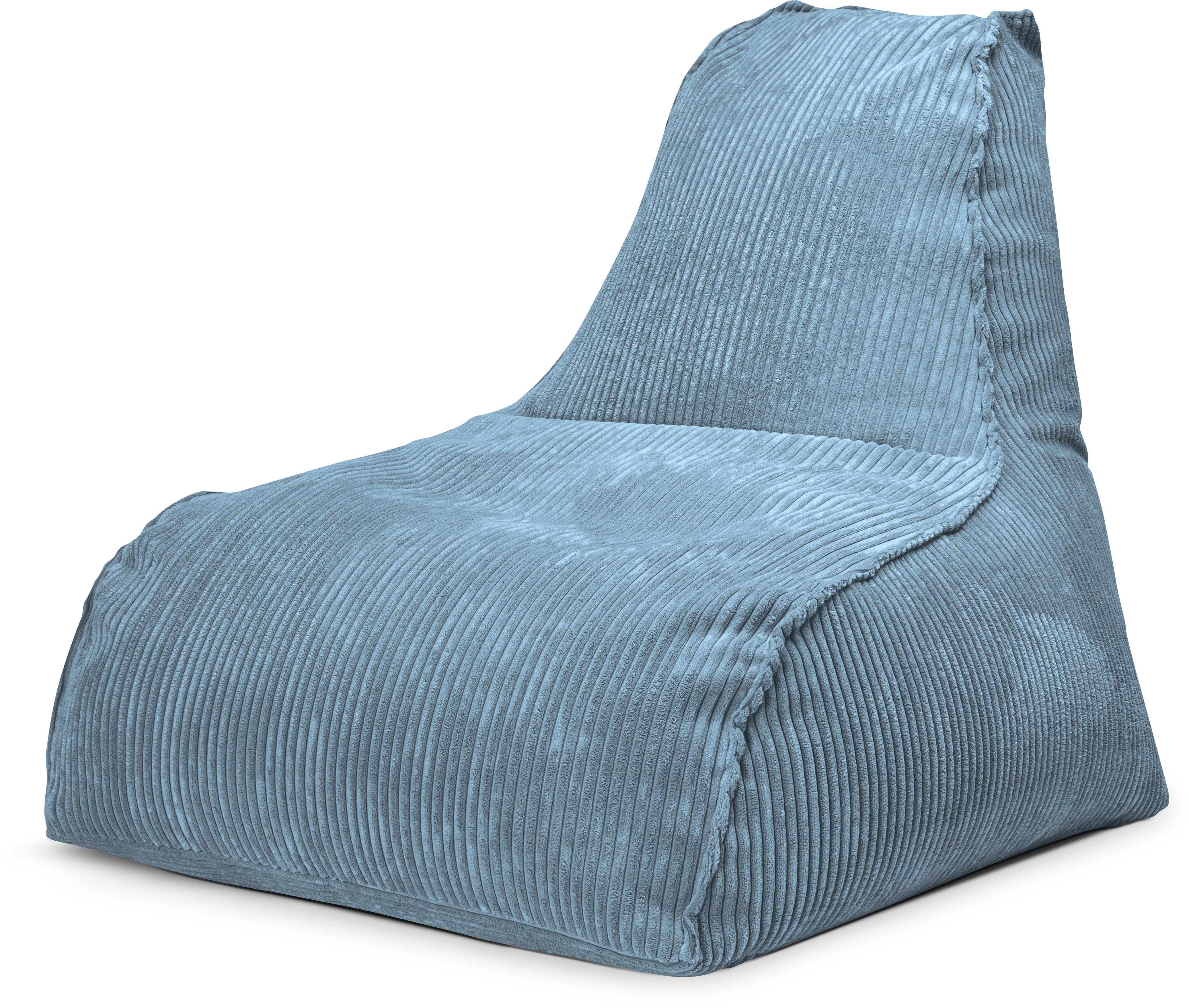 SHARA - Pouf velours grosse cote avec dossier bleu pétrole 70x80x70cm