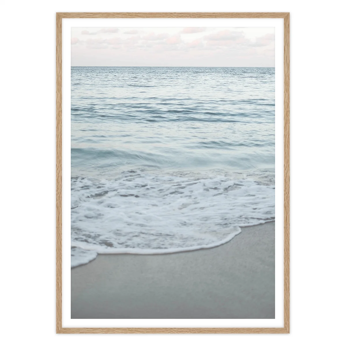 artvoll - Ocean Waves Poster mit Rahmen, Eiche natur, 50 x 70 cm