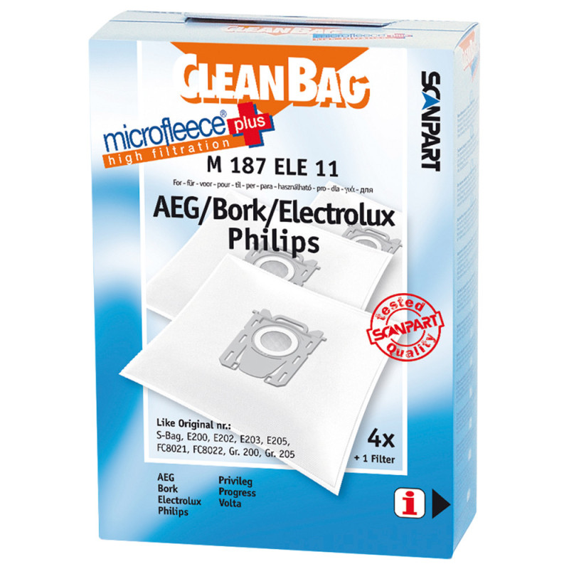 Sac pour aspirateur AEG/Electrolux/Philips M187ELE11 4 pièces