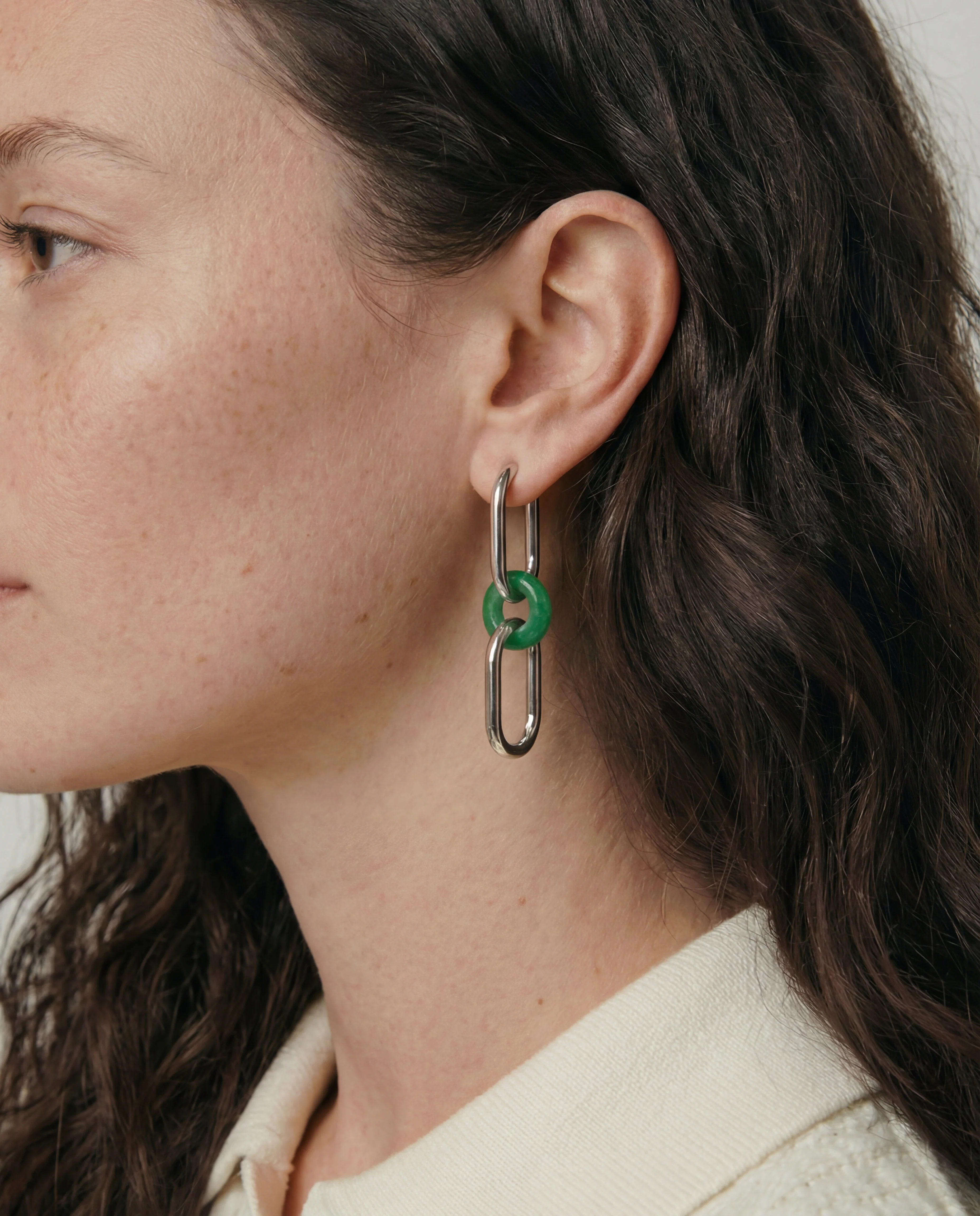 Della — Convertible Link Jade Earrings in Sterling Silver