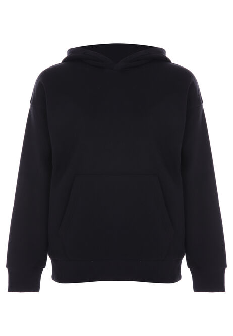 Older Boys Black Plain Hoody