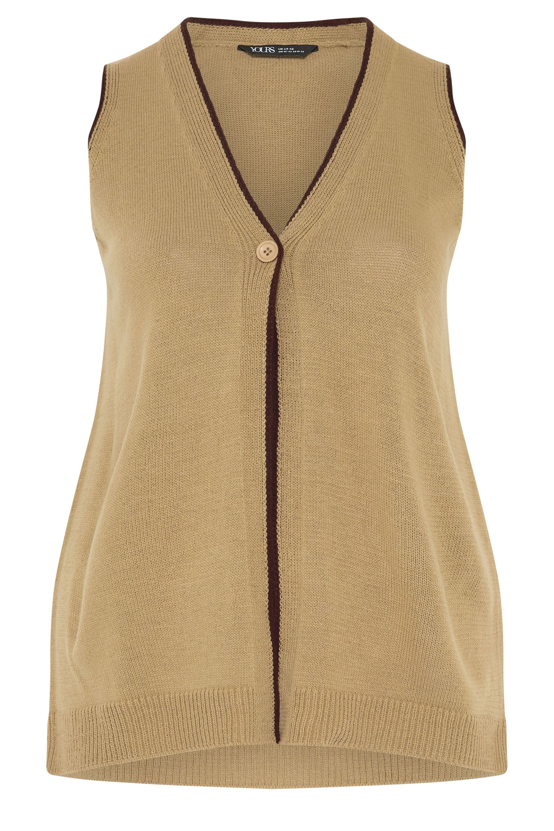 Yours Contrast Trim Knitted Waistcoat