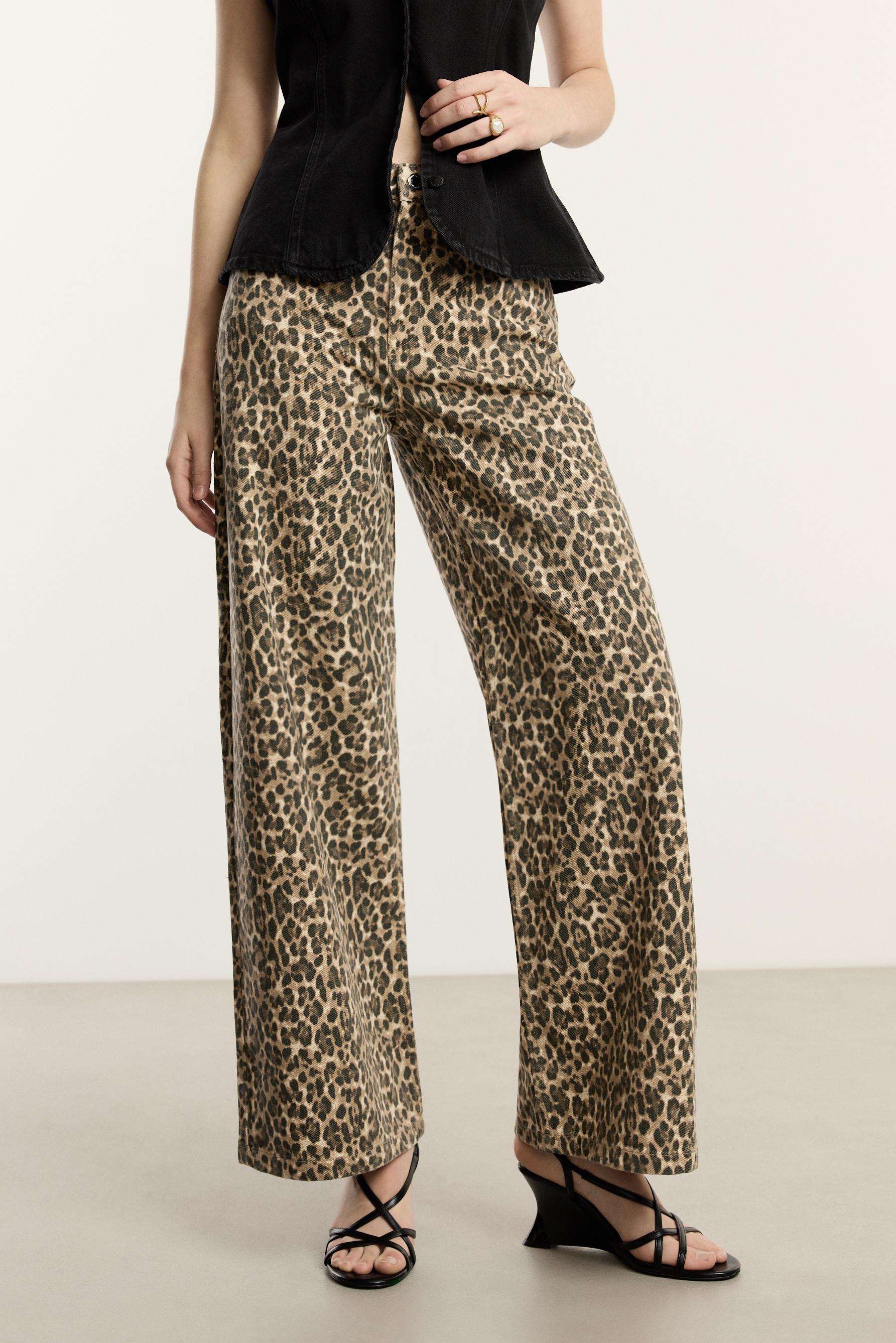 Jeans wide leg leopardo