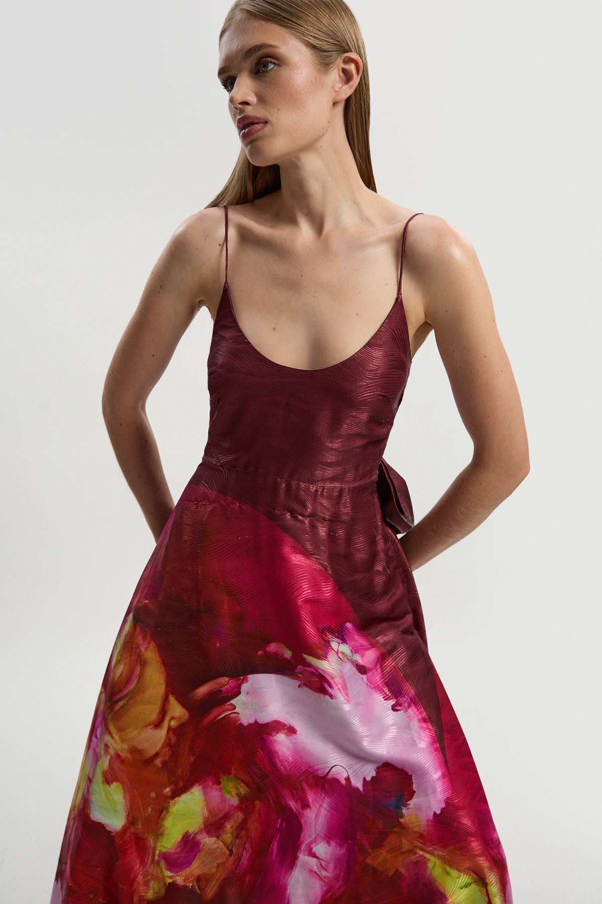 KarenMillen Lily Macrae - Textured Strappy Woven Prom Dress