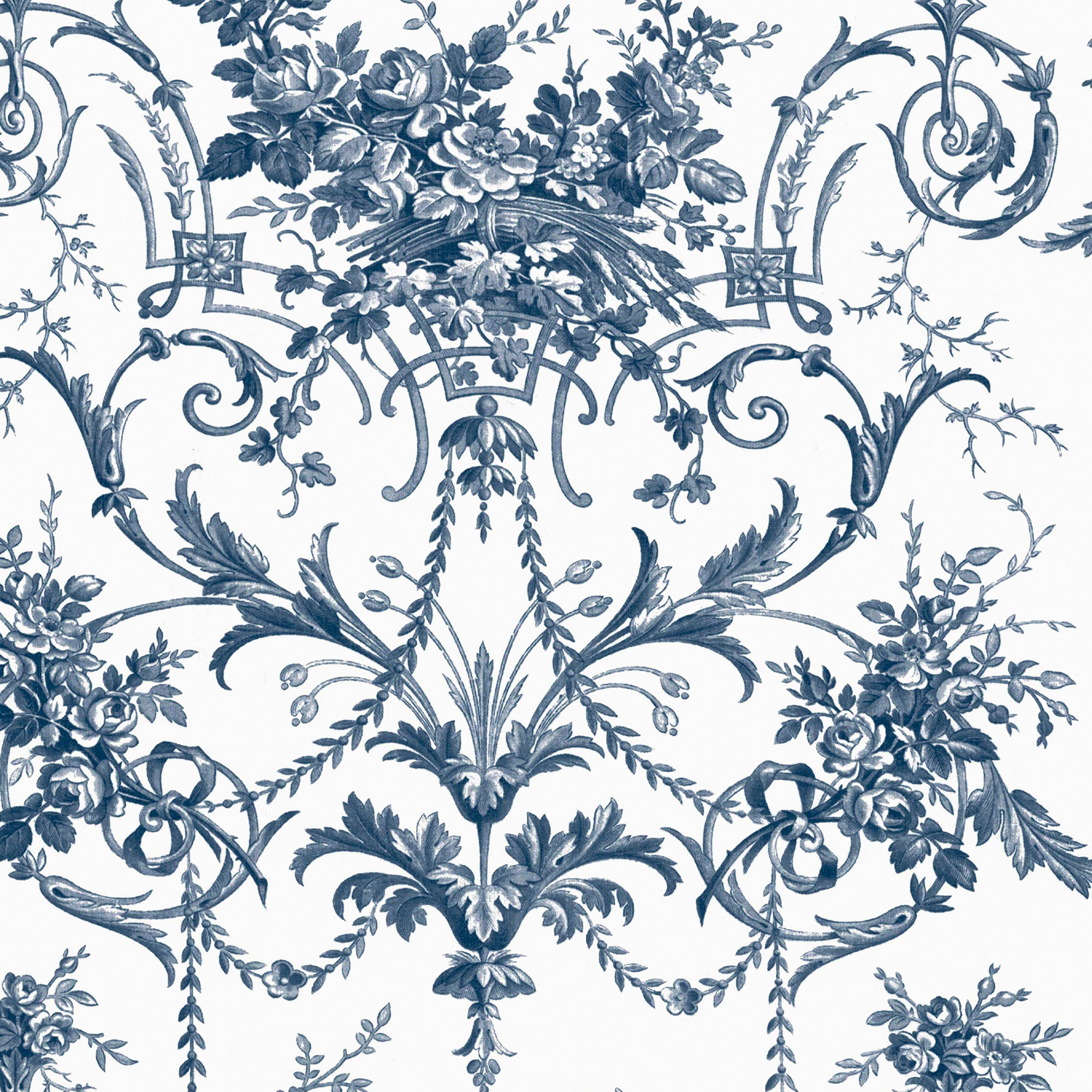 Laura Ashley Vliesbehang - Tuileries Midnight Blauw