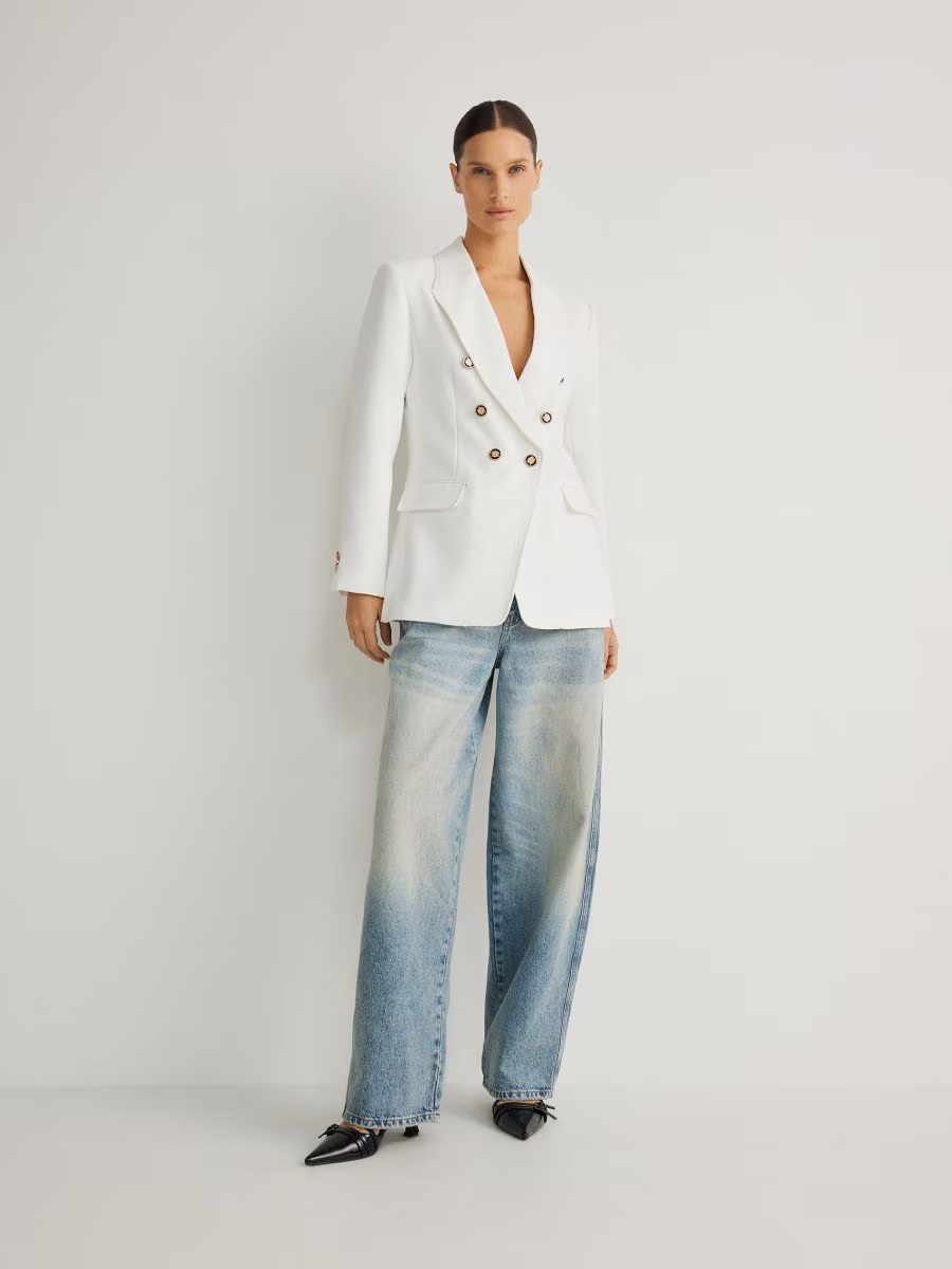 Viscose Blend Double-Breasted Blazer