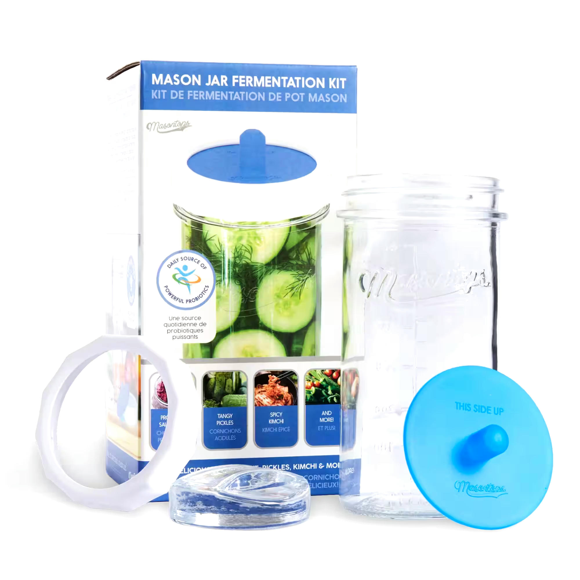 Masontops Vegetable Fermentation Starter Kit w/ 709-mL Jar, Glass Weight & Fermenting Lid