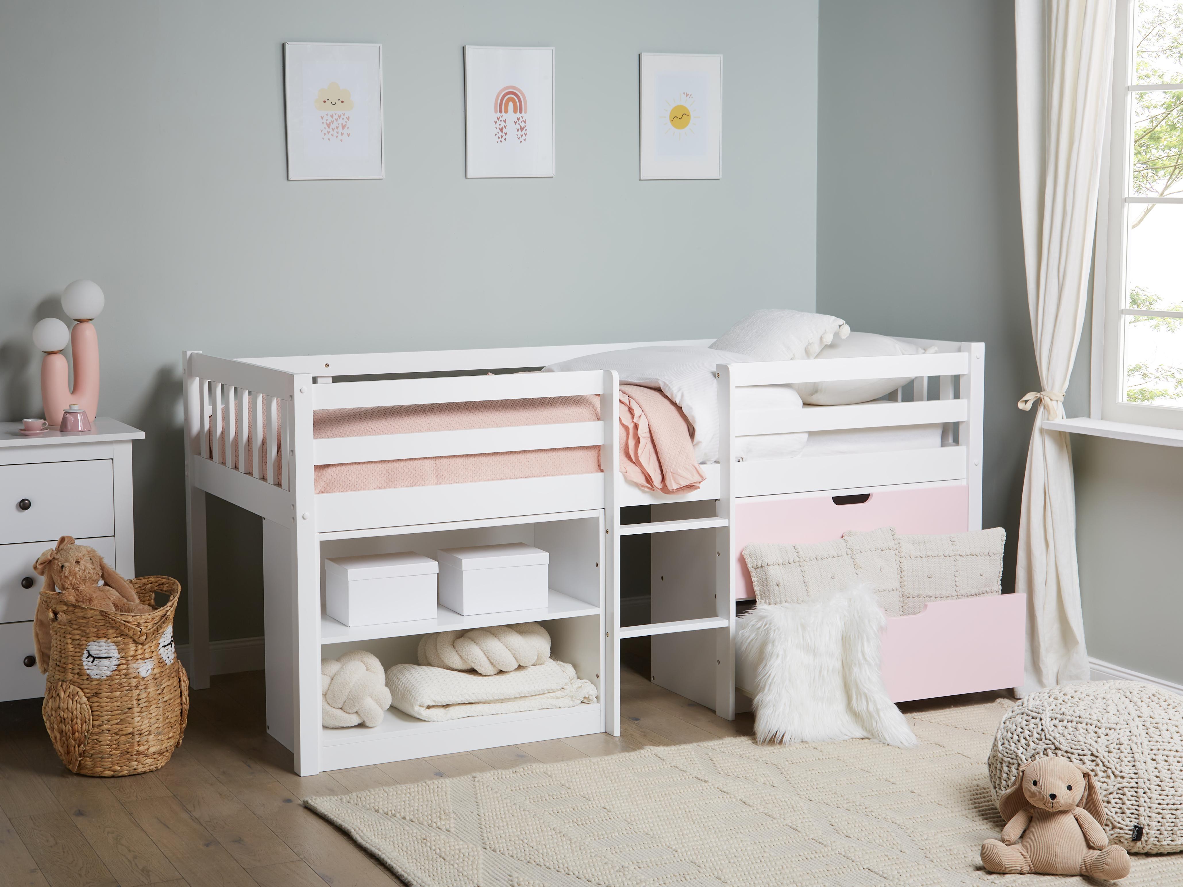 Mid Sleeper Bed Wood SUSVILLE 90 x 200 cm (EU Single) Pink