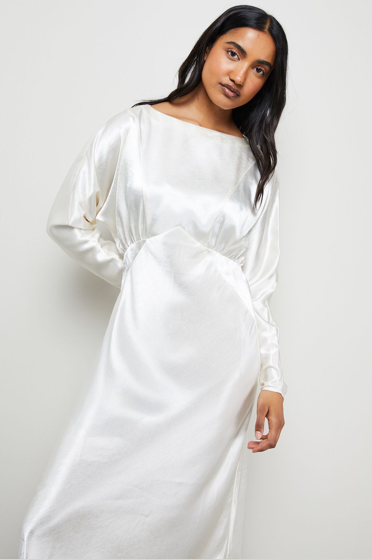 Warehouse Satin Batwing Draped Midaxi