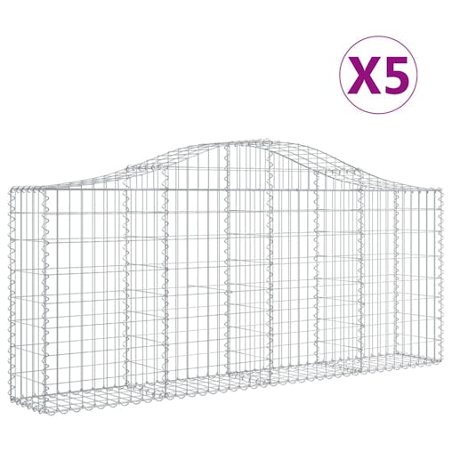 NNEVL Arched Gabion Baskets 5 pcs 200x30x80/100 cm Galvanised Iron