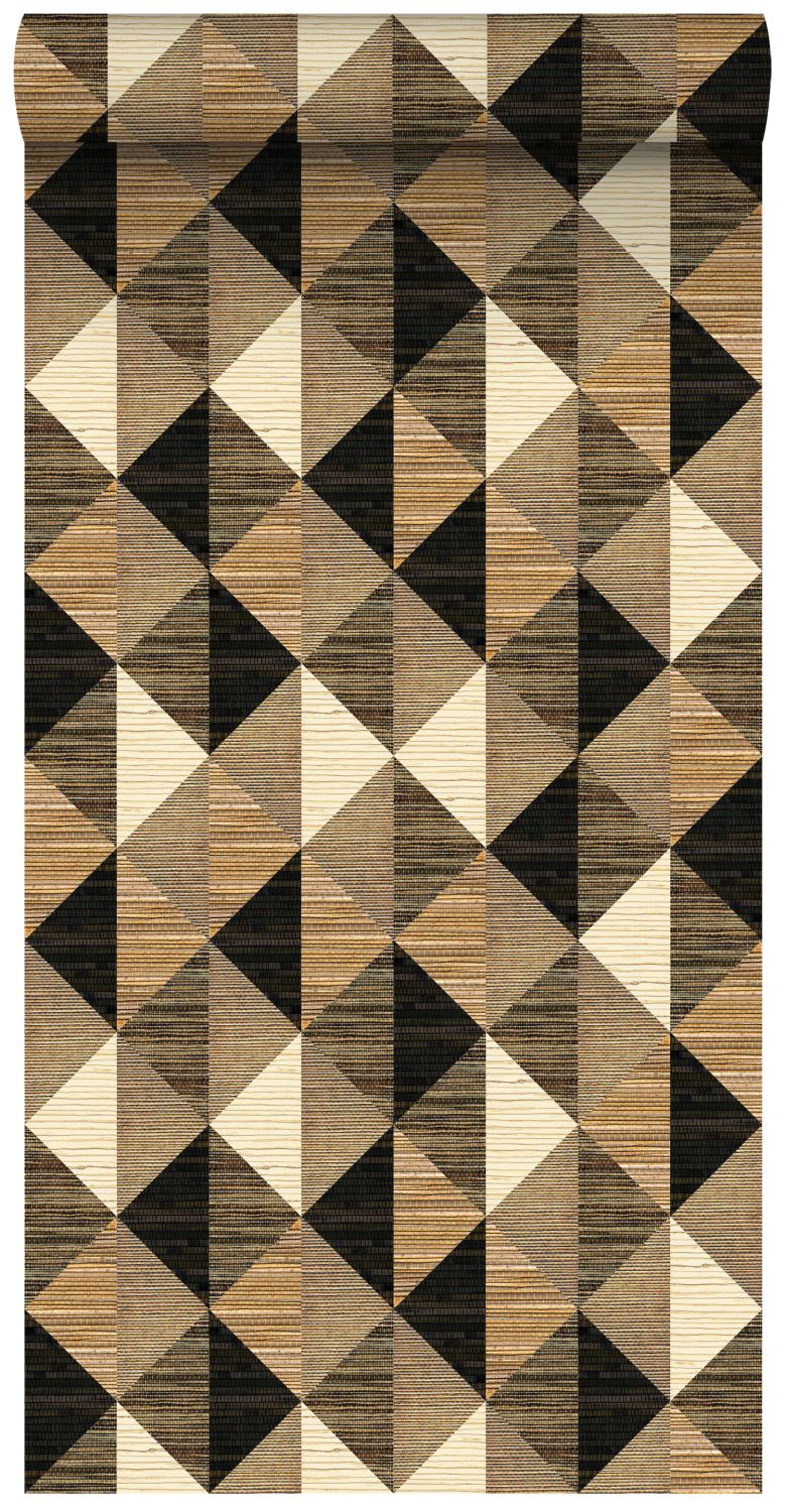 ESTAhome XXL behang grafisch motief zwart, bruin en beige - 50 x 900 cm - 158920
