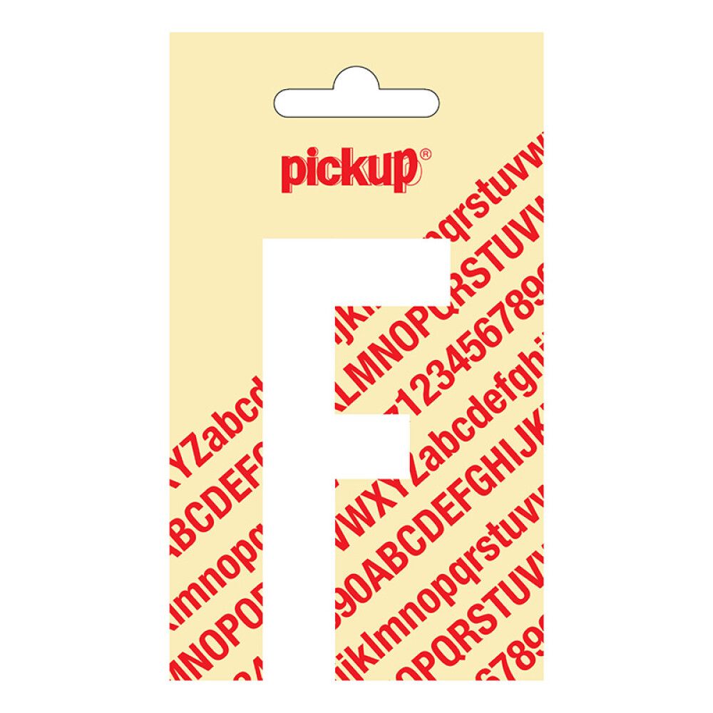 BOKSTAV PICKUP NOBEL F HVIT 90 MM SELVKLEBENDE