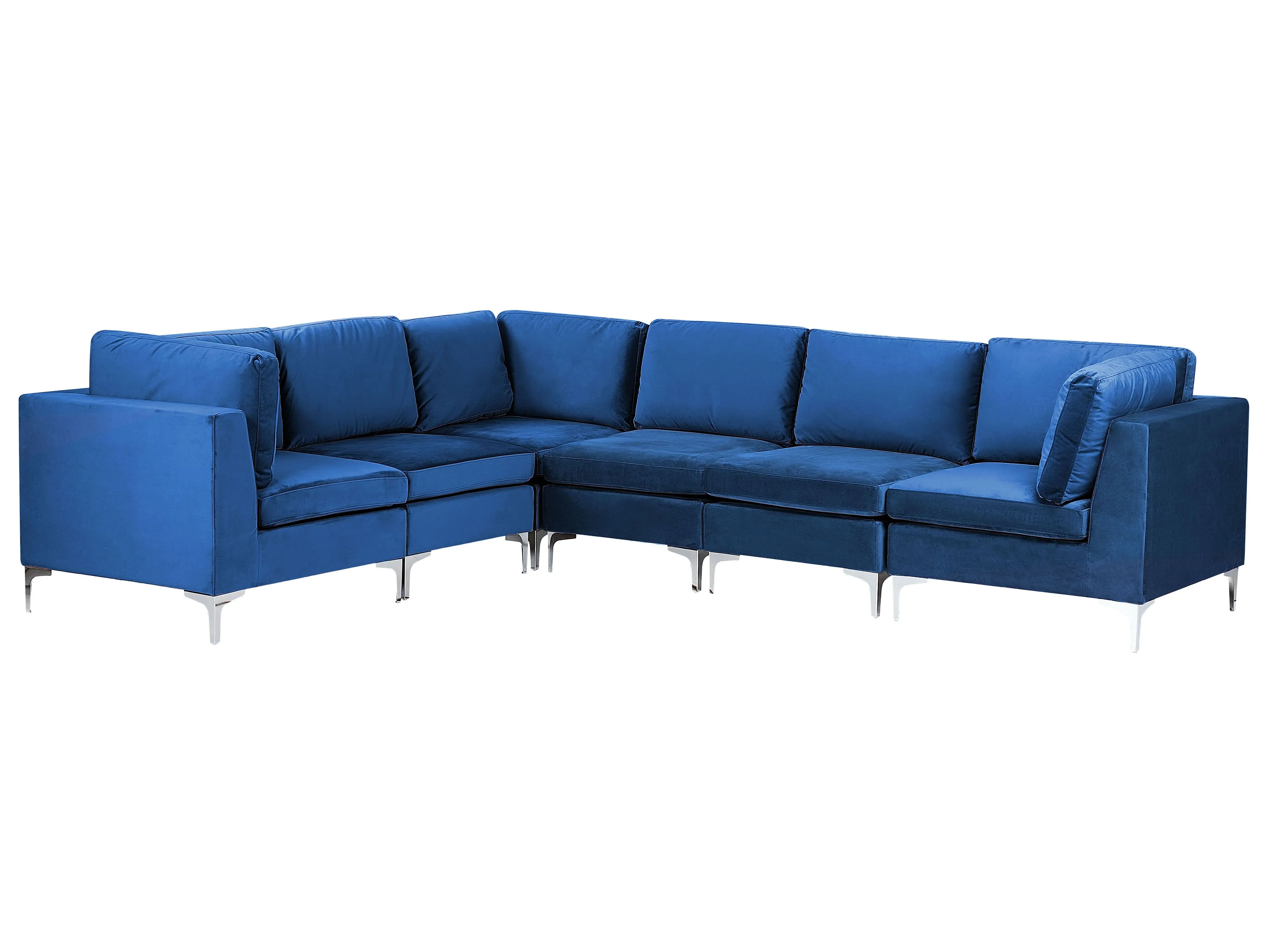 Modular Corner Sofa 6 Seater EVJA Velvet Navy Blue Right Hand
