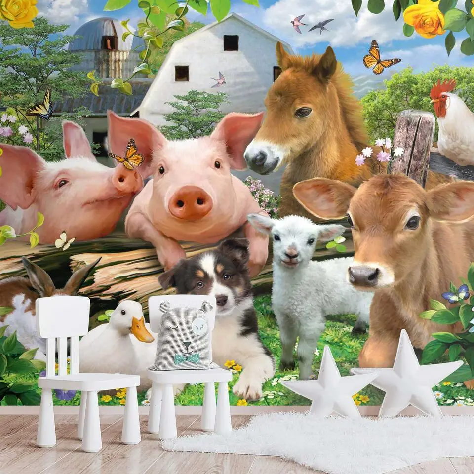 Fotobehang Boerderijdieren - 260 x 384 - Bont