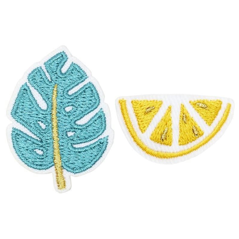 - Broche brodée monstera & citron