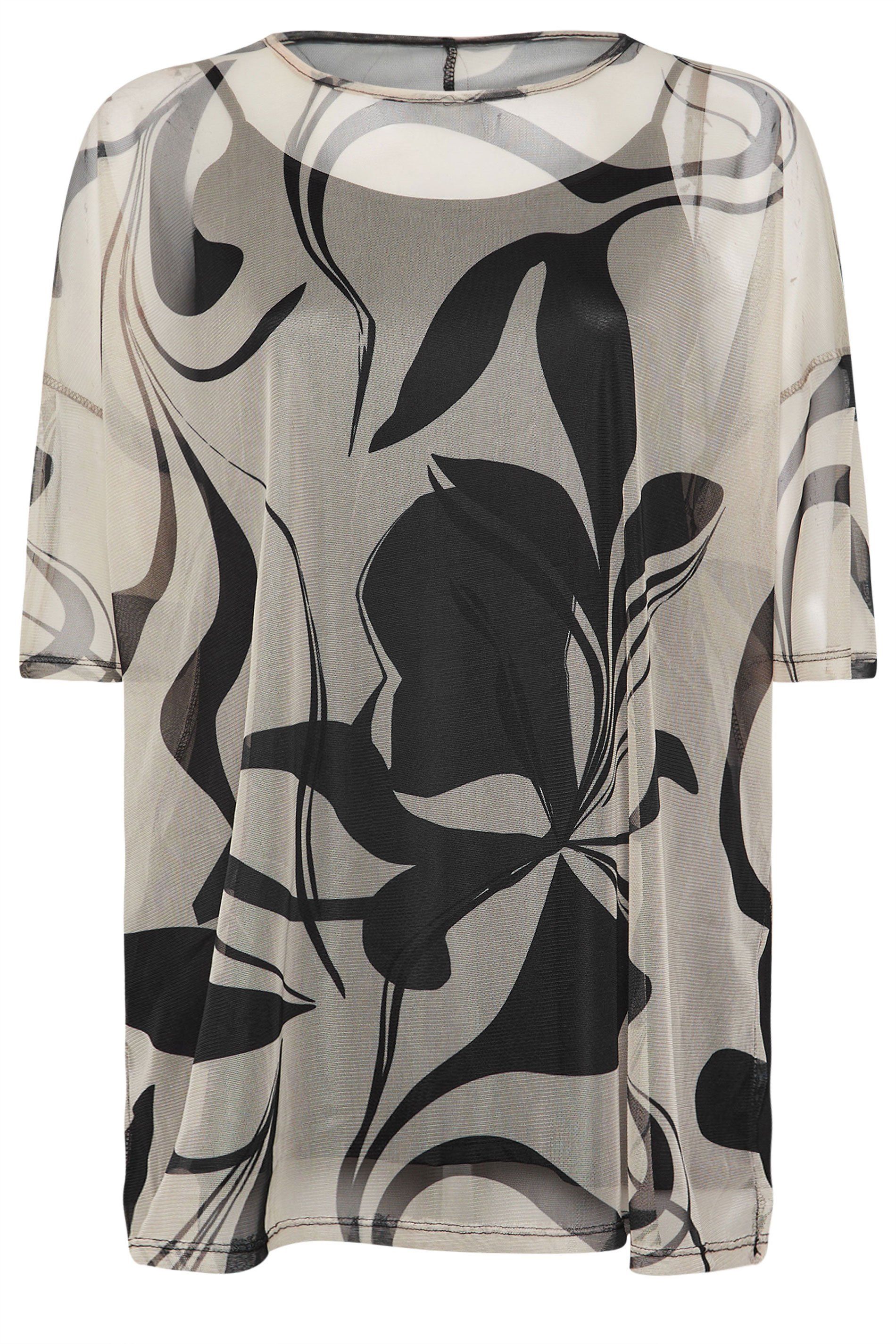 Yours Printed Oversized Mesh Top