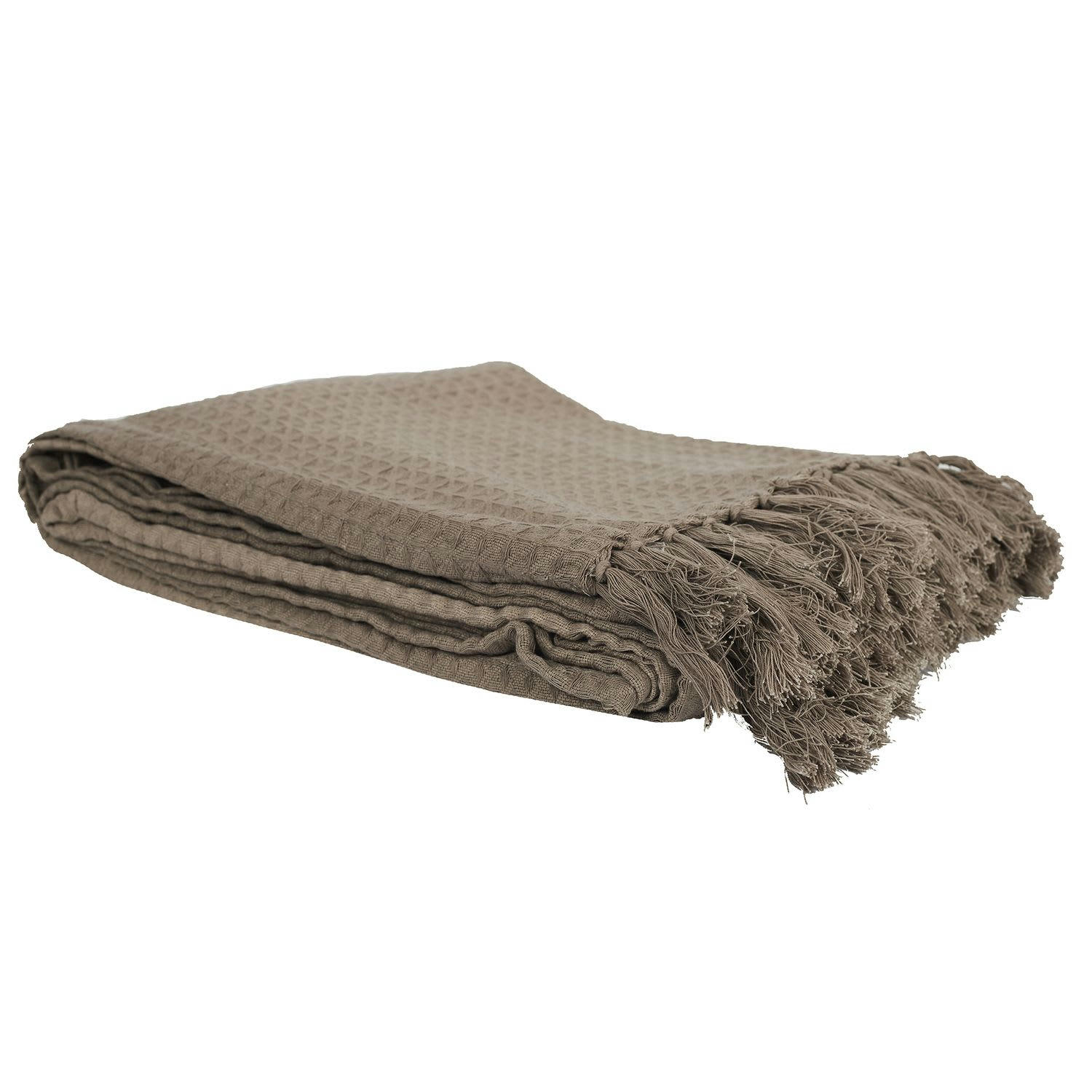 - Plaid gaufré 170 cm x 250 cm marron taupe