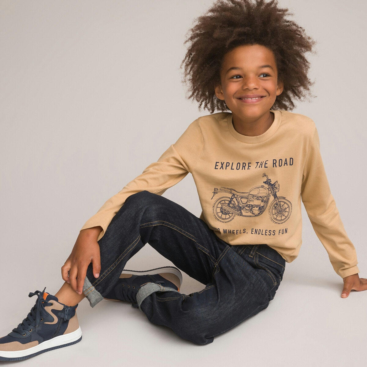 T-shirt manches longues, imprimé moto