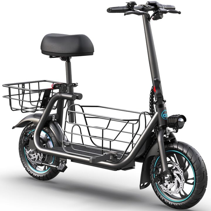 Adults Electric Scooter with Large Middle Basket(550W 18.6MPH C1S-4JK)