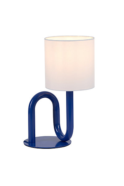 Lampe à poser en métal bleu et tissu H.33cm E27 60W, Jumell Wama