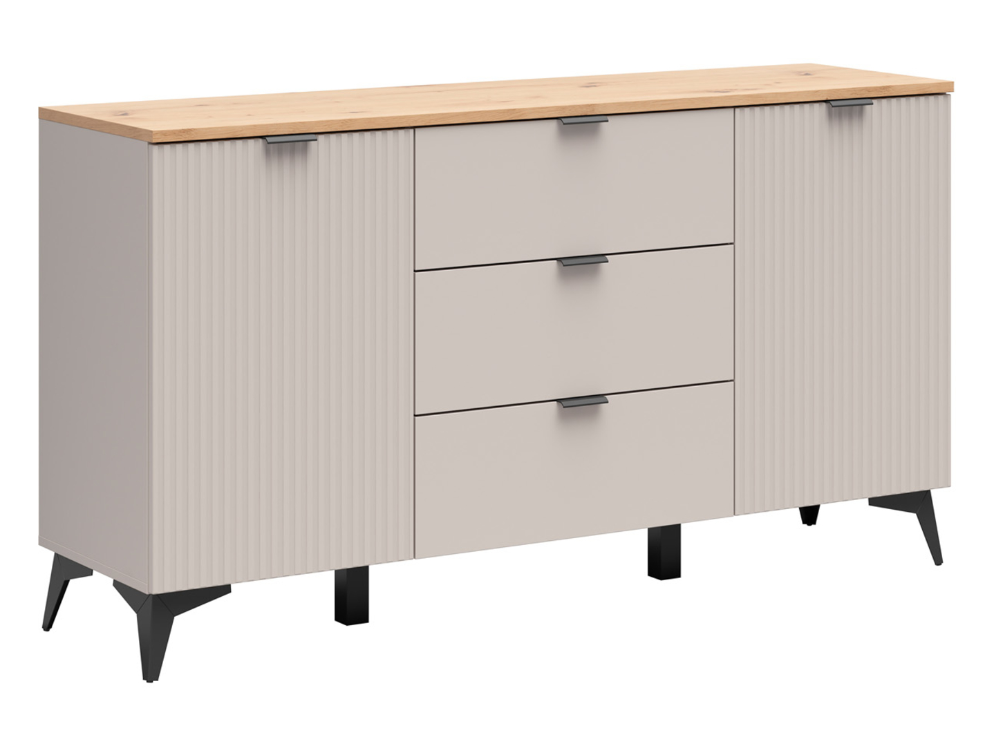 Komoda Velton 150 cm z 2 drzwiami i 3 szufladami kaszmir/dąb artisan