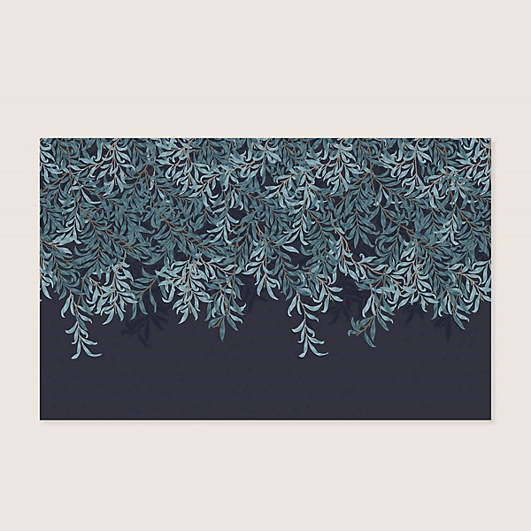 Papier peint panoramique intissé Willow bough navy imprimé feuillage bleu L.4000 x l.250cm William Morris