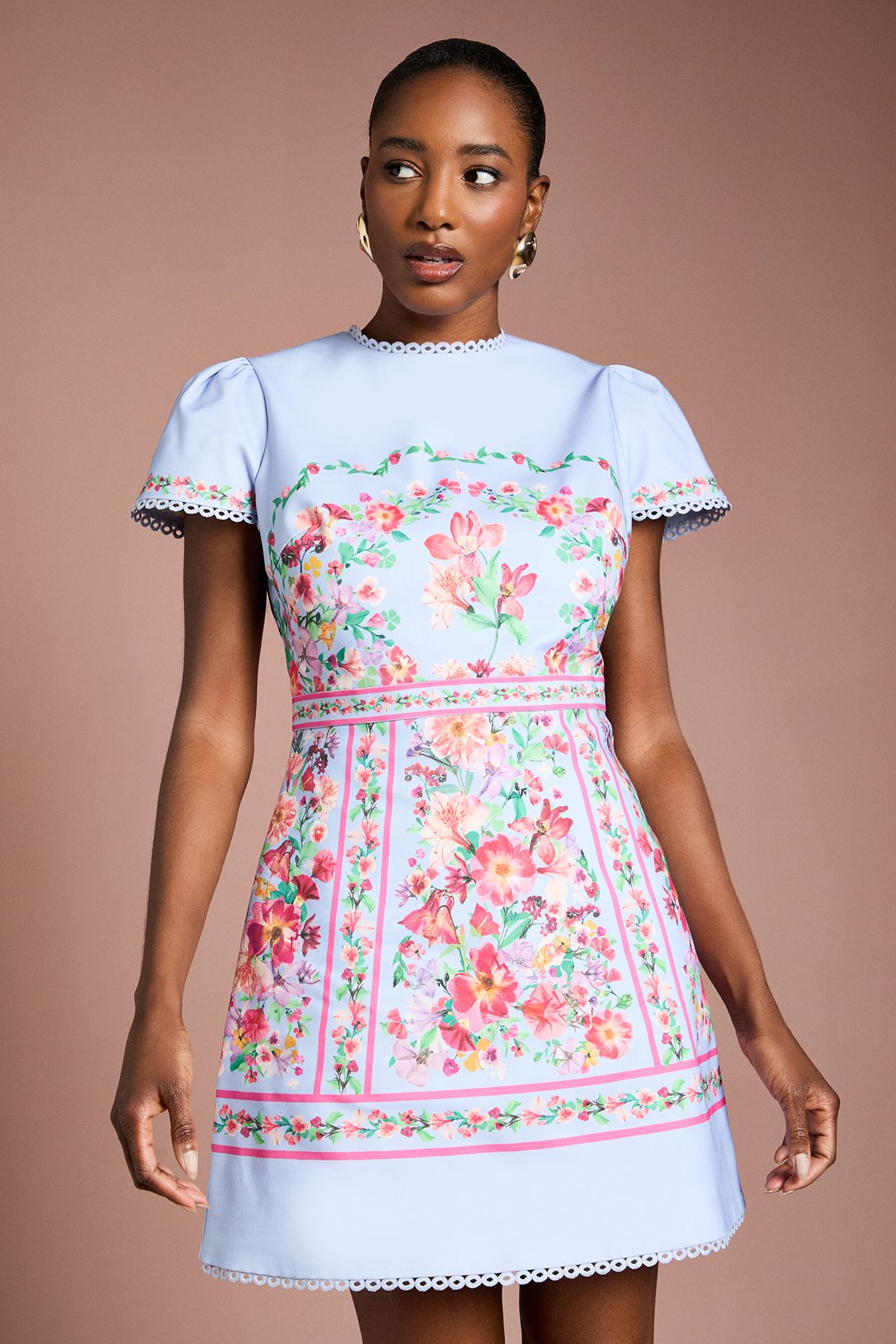 Coast Placement Print Short Sleeve Mini Dress