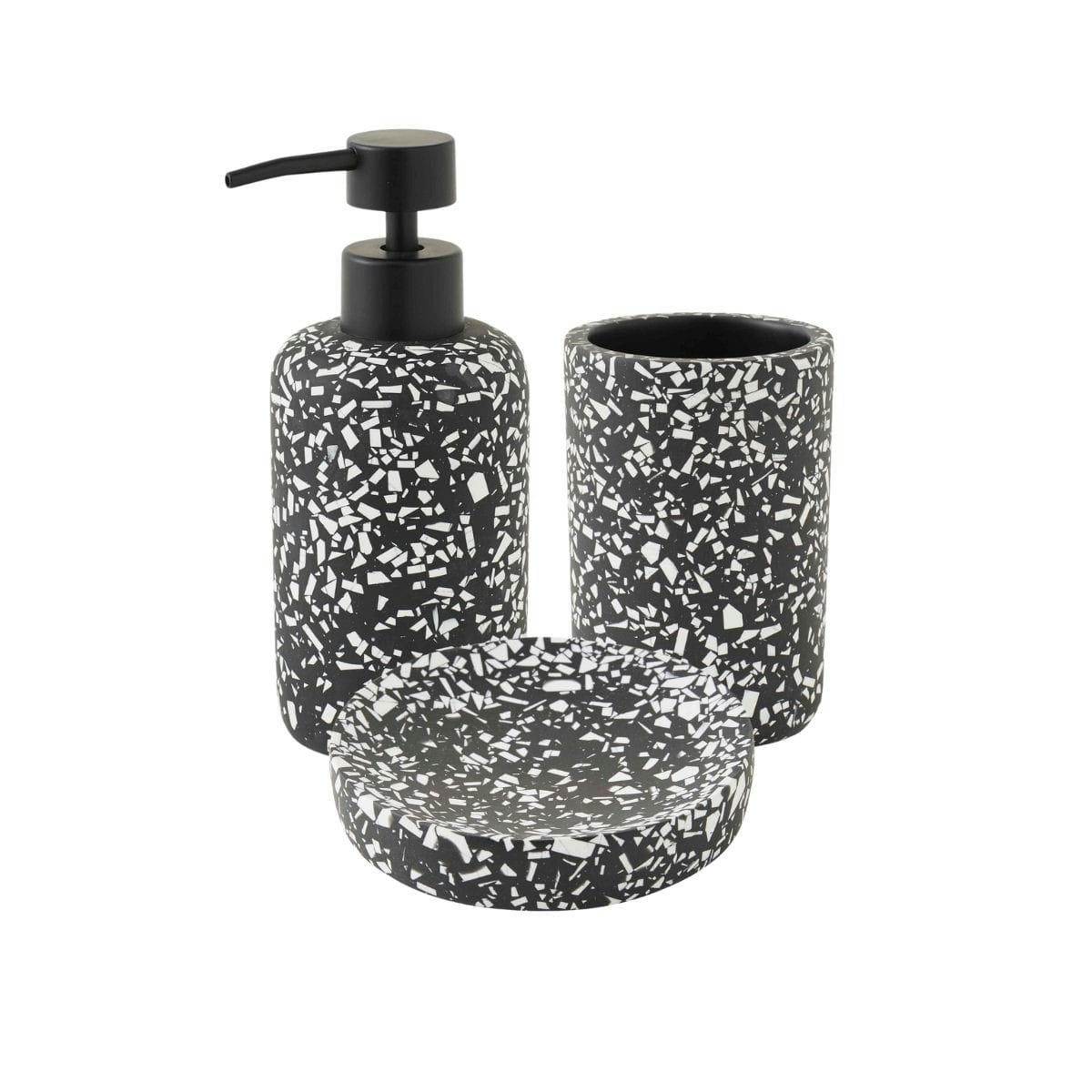 TERRAZZO - Set de salle de bain 3 pièces en polyrésine noir