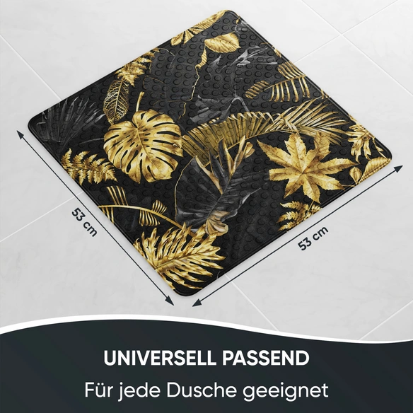 Badematte »Golden Leaves«, 53 x 53 cm, Gold, Quadratisch
