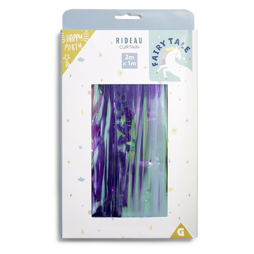 Rideau de porte anniversaire aluminium thème fée-licorne 1x2m